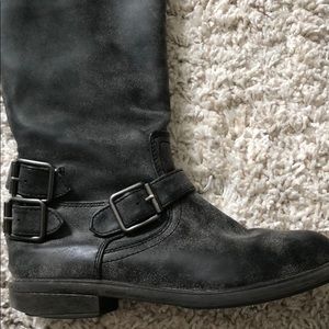 Distressed Tall Riding Boots